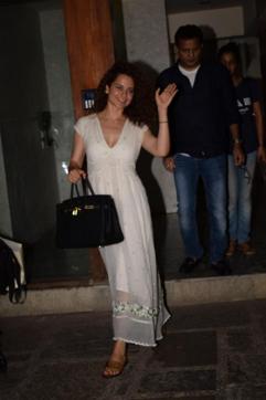 Kangana Ranaut seen at Juhu, Mumbai. (IANS)