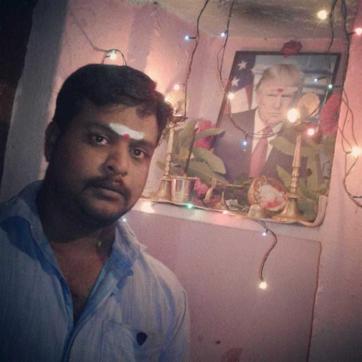 Bussa Krishna has a corner dedicated to US president Donald Trump’s photograph in his home. (HT Photo) Bussa Krishna has a corner dedicated to US president Donald Trump’s photograph in his home. (HT Photo)