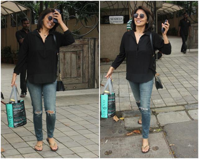 Neetu Kapoor too was seen at BBlunt hair salon. (Viral Bhayani) Neetu Kapoor too was seen at BBlunt hair salon. (Viral Bhayani)
