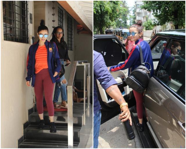 Alia Bhatt at her gym session. (Viral Bhayani) Alia Bhatt at her gym session. (Viral Bhayani)