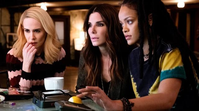 Sarah Paulson, Sandra Bullock and Rihanna in a still from Ocean’s 8. Sarah Paulson, Sandra Bullock and Rihanna in a still from Ocean’s 8.
