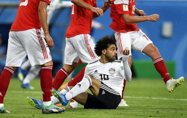 Egypt's Mohamed Salah gestures after he was fouled during the match against Russia. (AP) Egypt's Mohamed Salah gestures after he was fouled during the match against Russia. (AP)