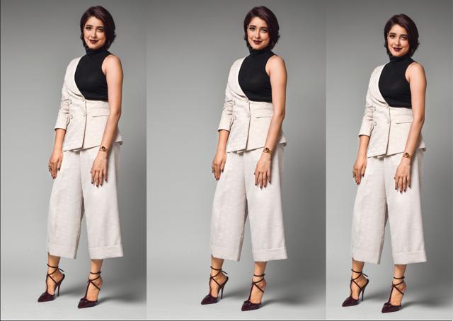 Suit with palazzo pants, Ashish N Soni; T-shirt, Zara; shoes, Christian Louboutin; earrings, ring and bracelet, Swarovski (Suvrat Tandon) Suit with palazzo pants, Ashish N Soni; T-shirt, Zara; shoes, Christian Louboutin; earrings, ring and bracelet, Swarovski (Suvrat Tandon)