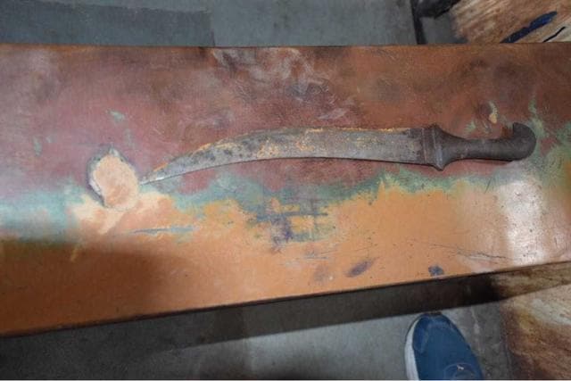 The 12-inch blade that was found by the body of the Class 9 student. (HT Photo) The 12-inch blade that was found by the body of the Class 9 student. (HT Photo)