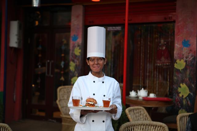 An acid-attack survivor, who is now a server at Sheroes’ Hangout in Agra.