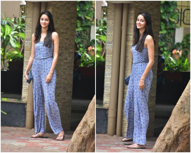 Ananya Pandey looks lovely in a blue and white printed dress. (Viral Bhayani) Ananya Pandey looks lovely in a blue and white printed dress. (Viral Bhayani)