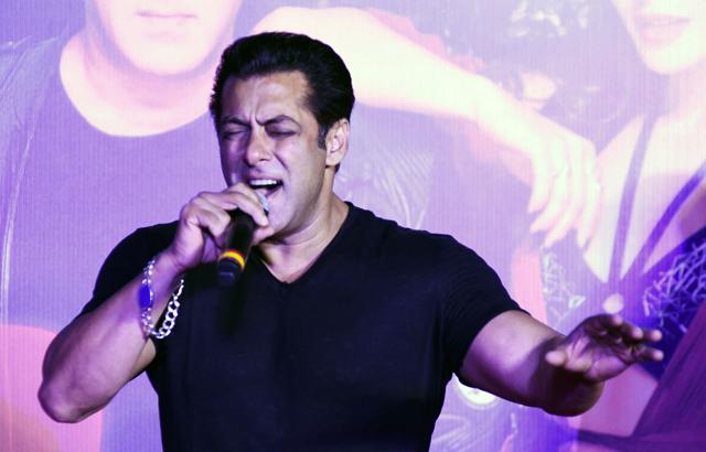 Indian Bollywood actor Salman Khan sings during the music launch of the upcoming action thriller Hindi film Race 3. (AFP) Indian Bollywood actor Salman Khan sings during the music launch of the upcoming action thriller Hindi film Race 3. (AFP)