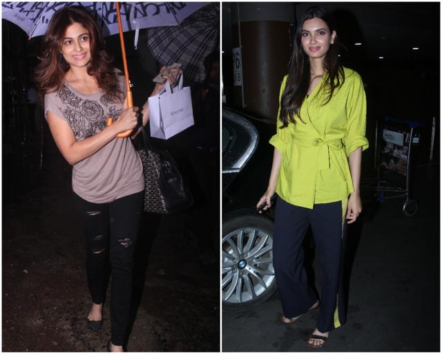 Shamita Shetty was out despite the heavy rains while Daina Penty was spotted at the airport. (Viral Bhayani)