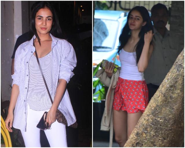 Pretty girls Sonal Chauhan (left) and Ananya Pandey in Mumbai. (Viral Bhayani)