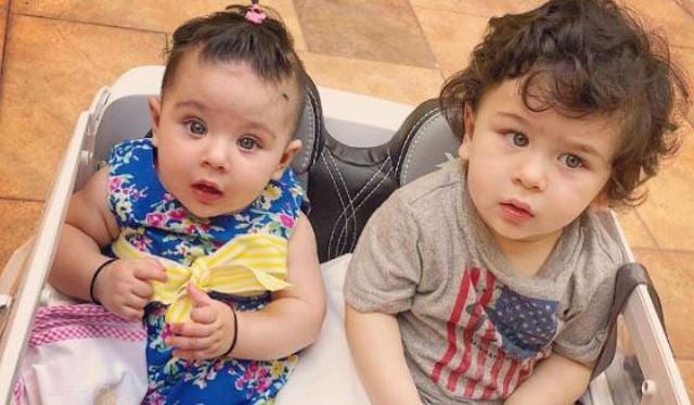 Taimur Ali Khan with cousin Inaaya.