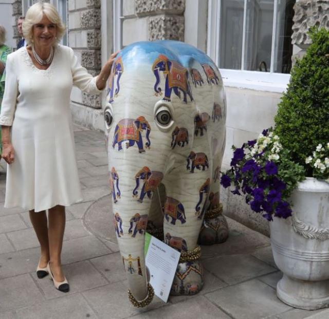 The Duchess of Cornwall with Ellie, a statuette from the Elephant Family, a cause close to her heart.