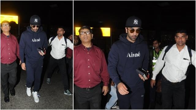 Ranbir Kapoor spotted at the airport. (Viral Bhayani) Ranbir Kapoor spotted at the airport. (Viral Bhayani)