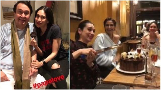 Karisma Kapoor with father Randhir Kapoor on her birthday. Karisma Kapoor with father Randhir Kapoor on her birthday.