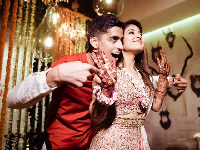 The high point of Shweta Tripathi and Chaitanya Sharma’s pre-wedding functions has been her unusual mehendi designs. The high point of Shweta Tripathi and Chaitanya Sharma’s pre-wedding functions has been her unusual mehendi designs.