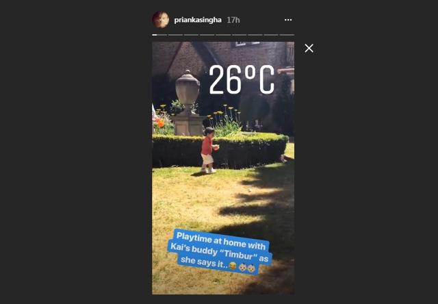 Taimur Ali Khan at Rannvijay Singha’s home in London. Taimur Ali Khan at Rannvijay Singha’s home in London.