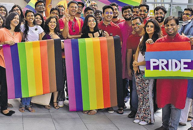 Students during a pride parade to celebrate lesbian, gay, bisexual, transgender and queer (LGBTQ) culture and pride, at Indian School of Business, Mohali on Saturday. (Sikander Chopra/HT) Students during a pride parade to celebrate lesbian, gay, bisexual, transgender and queer (LGBTQ) culture and pride, at Indian School of Business, Mohali on Saturday. (Sikander Chopra/HT)