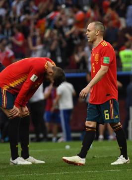 Spain players are dejected after the loss. (Utpaal Sorkkar) Spain players are dejected after the loss. (Utpaal Sorkkar)