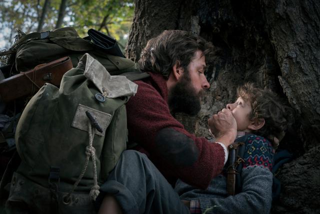 This image released by Paramount Pictures shows John Krasinski, left, and Noah Jupe in a scene from A Quiet Place. (AP) This image released by Paramount Pictures shows John Krasinski, left, and Noah Jupe in a scene from A Quiet Place. (AP)