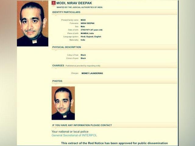 The Interpol has put out Nirav Modi’s photo and has shared his age and other details on its website. (ANI Photo/Twitter) The Interpol has put out Nirav Modi’s photo and has shared his age and other details on its website. (ANI Photo/Twitter)