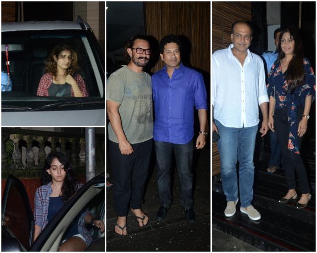 Sachin Tendulkar, Ashutosh Gowarikar, Fatima Sana Shaikh and Ira Khan at Aamir Khan’s informal dinner party. Sachin Tendulkar, Ashutosh Gowarikar, Fatima Sana Shaikh and Ira Khan at Aamir Khan’s informal dinner party.