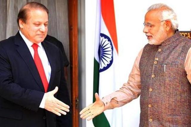 Former Pakistan prime minister Nawaz Sharif shakes hand with PM Narendra Modi prior to a meeting at Hydrabad House in New Delhi. (Ajay Aggarwal/HT File photo) Former Pakistan prime minister Nawaz Sharif shakes hand with PM Narendra Modi prior to a meeting at Hydrabad House in New Delhi. (Ajay Aggarwal/HT File photo)