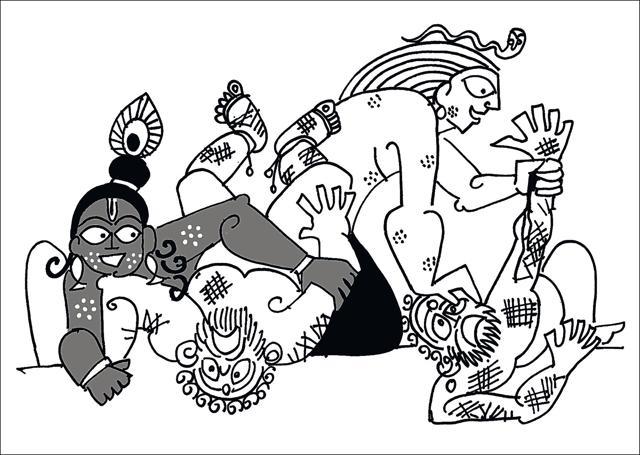 Krishna, the wrestler (Illustration: Devdutt Pattanaik )