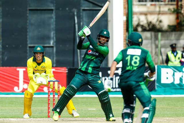 Fakhar Zaman in action during the final of the tri-series played between Pakistan and Australia. (AFP)
