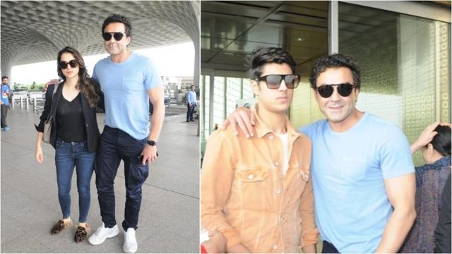 Bobby Deol with his family at the airport. (Viral Bhayani) Bobby Deol with his family at the airport. (Viral Bhayani)