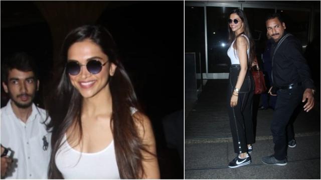 Deepika Padukone at the airport. (Viral Bhayani) Deepika Padukone at the airport. (Viral Bhayani)