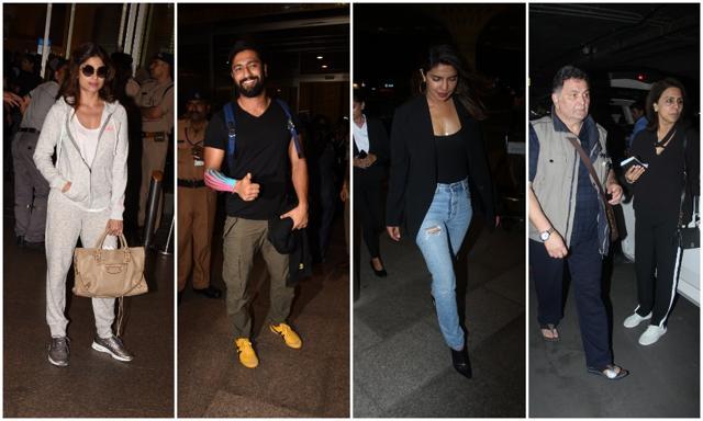 Shamita Shetty, Vicky Kaushal, Priyanka Chopra, Rishi Kapoor and Neetu Singh were seen at the airport on Wednesday. Shamita Shetty, Vicky Kaushal, Priyanka Chopra, Rishi Kapoor and Neetu Singh were seen at the airport on Wednesday.