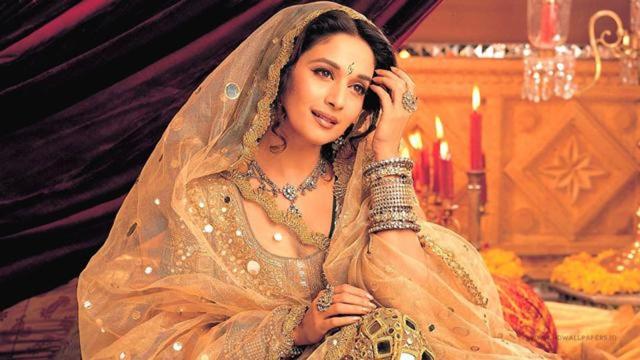 Madhuri Dixit and her famous lehenga in a still from Devdas. Madhuri Dixit and her famous lehenga in a still from Devdas.