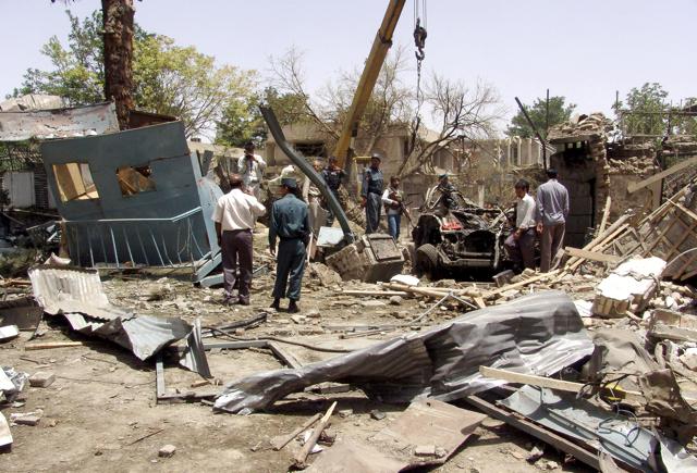 The site of a suicide attack in front of the Indian Embassy in Kabul on July 7, 2008. 40 people including four Indian nationals were killed. (AFP) The site of a suicide attack in front of the Indian Embassy in Kabul on July 7, 2008. 40 people including four Indian nationals were killed. (AFP)