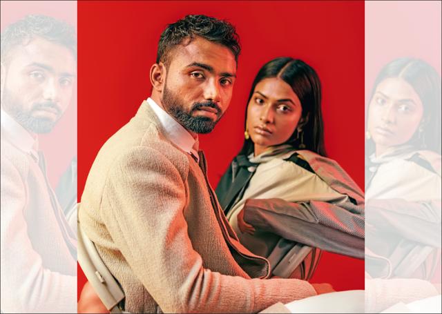 Despite his popularity, Monu still likes home-cooked meals, wears suits only to family weddings and plays volleyball and basketball in his free time. On him: Shirt and pants, Abraham &amp; Thakore; blazer, Antar-Agni; shoes, Alberto Torresi; On her: Shirt, Rishta by Arjun Sajula; earrings, stylist’s own (Farhan Hussain)