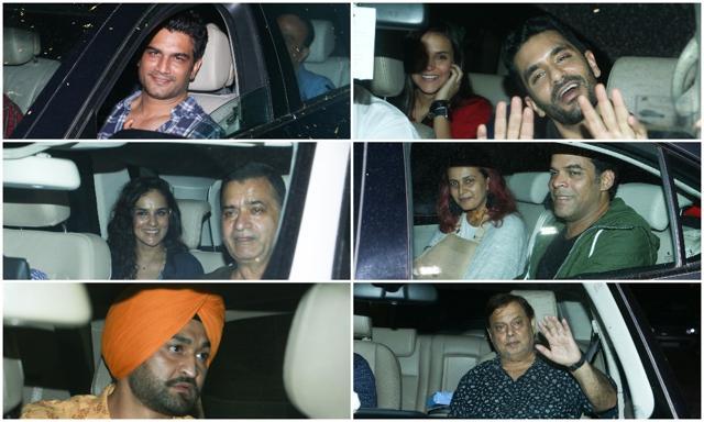 Soorma screening in Mumbai on Thursday. (From top left) seen here, Sharad Kelkar, Neha Dhupia and Angad Bedi, Angeera Dhar and stunt director Sham Kaushal, Vikraaditya Motwane, hockey player Sandeep Singh and David Dhawan. Soorma screening in Mumbai on Thursday. (From top left) seen here, Sharad Kelkar, Neha Dhupia and Angad Bedi, Angeera Dhar and stunt director Sham Kaushal, Vikraaditya Motwane, hockey player Sandeep Singh and David Dhawan.