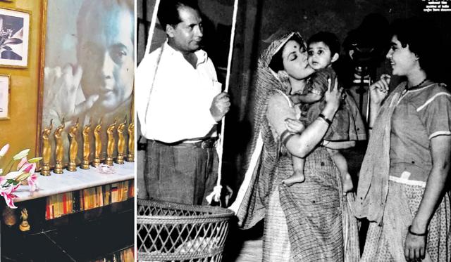(LtoR) A portrait of Bimal Roy with the awards he won; Bimal Roy on the sets of a film. (LtoR) A portrait of Bimal Roy with the awards he won; Bimal Roy on the sets of a film.