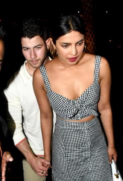 Bollywood actor Priyanka Chopra and American singer-songwriter Nick Jonas spotted at Yauatcha restaurant, in BKC, Mumbai on Friday, June 22, 2018. (PTI) Bollywood actor Priyanka Chopra and American singer-songwriter Nick Jonas spotted at Yauatcha restaurant, in BKC, Mumbai on Friday, June 22, 2018. (PTI)