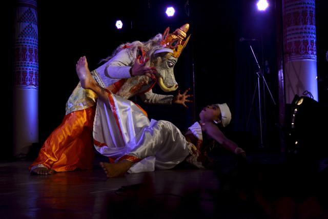 Masks and headdresses are an important aspect of the Sattriya arts. (Achyut Hatimuria)