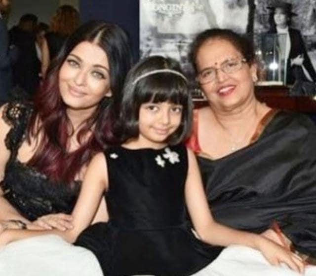Aishwarya Rai Bachchan with daughter Aaradhya and mother Vrinda Rai.