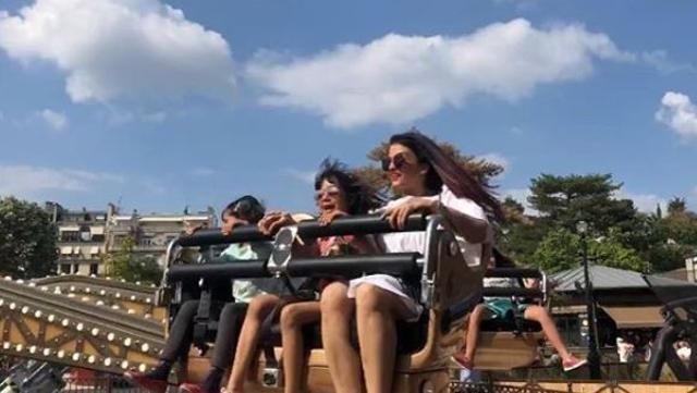 Aishwarya Rai with daughter Aaradhya on a roller coaster.