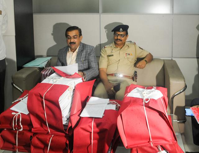 Advocate Shishir Hire (left) submitted the affidavits of police and government officials regarding the Bhima Koregaon violence at Council Hall in Pune on Monday. (HT PHOTO) Advocate Shishir Hire (left) submitted the affidavits of police and government officials regarding the Bhima Koregaon violence at Council Hall in Pune on Monday. (HT PHOTO)