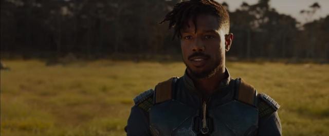 Michael B Jordan as Erik Killmonger in a still from Black Panther. Michael B Jordan as Erik Killmonger in a still from Black Panther.