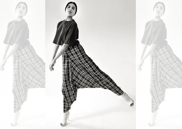 Pair drop-crotch pants with statement shoes. Top, Anuj Bhutani; pants, Rajesh Pratap Singh; shoes, Aldo (Dolly Haorambam) Pair drop-crotch pants with statement shoes. Top, Anuj Bhutani; pants, Rajesh Pratap Singh; shoes, Aldo (Dolly Haorambam)