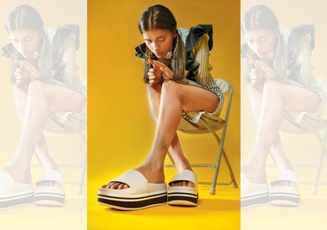 Flatforms add symmetry to the look. Dress and blouse, Hemant & Nandita; shoes, Aldo; earrings, H&M (Dolly Haorambam) Flatforms add symmetry to the look. Dress and blouse, Hemant & Nandita; shoes, Aldo; earrings, H&M (Dolly Haorambam)