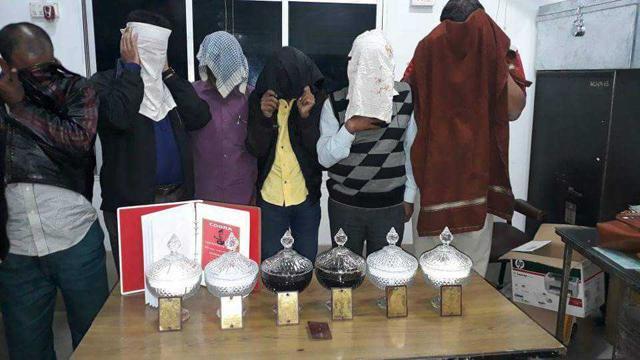 Six jars of snake venom (on table) recovered by the West Bengal foorest department in December 2017. (WCCB records)