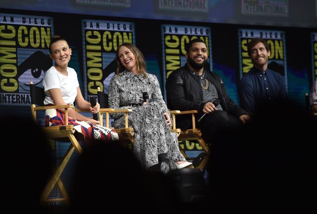 Millie Bobby Brown, Vera Farmiga, O'Shea Jackson Jr. and Michael Dougherty participate in the Warner Bros. (AFP) Millie Bobby Brown, Vera Farmiga, O'Shea Jackson Jr. and Michael Dougherty participate in the Warner Bros. (AFP)