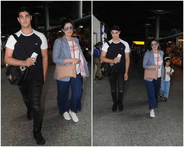 Akshay Kumar’s family is back in town, seen here with Twinkle Khanna are Aarav and Nitara. Akshay Kumar’s family is back in town, seen here with Twinkle Khanna are Aarav and Nitara.