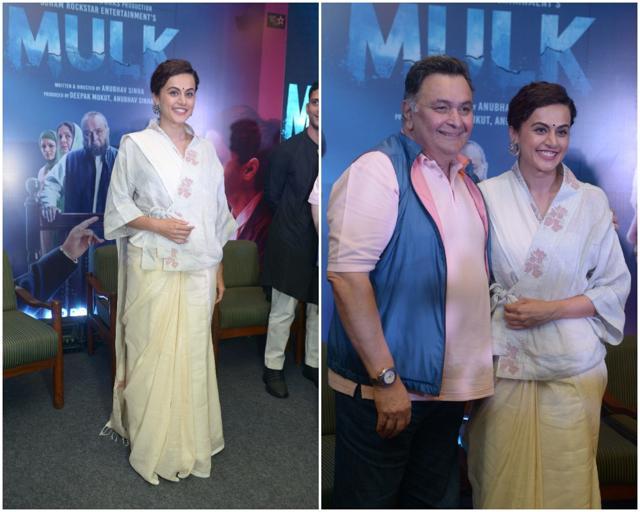 Taapsee Pannu and Rishi Kapoor promote Mulk. Taapsee Pannu and Rishi Kapoor promote Mulk.