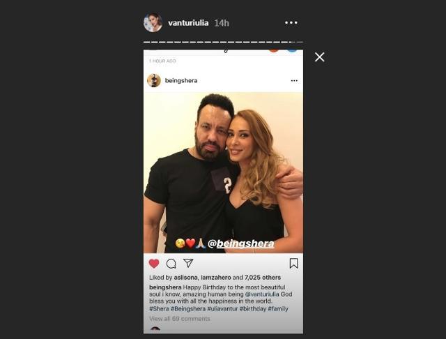 Iulia Vantur with Salman Khan’s bodyguard Shera. Iulia Vantur with Salman Khan’s bodyguard Shera.