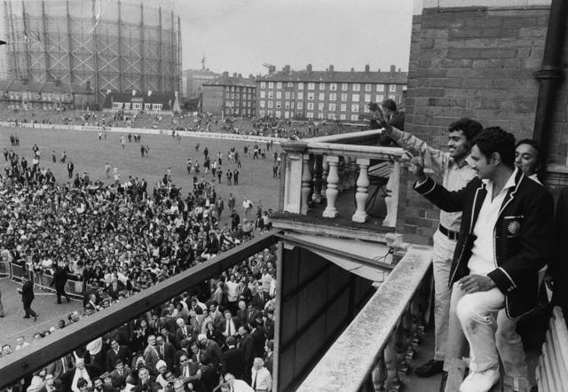 24th August 1971: Indian skipper Ajit Wadekar and teammate B S Chandraserhar wave to cheering crowds at the Oval after India won the Test Series against England. (Getty Images) 24th August 1971: Indian skipper Ajit Wadekar and teammate B S Chandraserhar wave to cheering crowds at the Oval after India won the Test Series against England. (Getty Images)