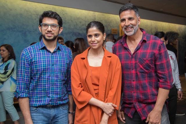 Akshay Kumar lent his star power to Marathi film Chumbak. Seen here are Marathi actor Sai Tamhankar and Shiv Sena leader Aditya Thackeray. Akshay Kumar lent his star power to Marathi film Chumbak. Seen here are Marathi actor Sai Tamhankar and Shiv Sena leader Aditya Thackeray.